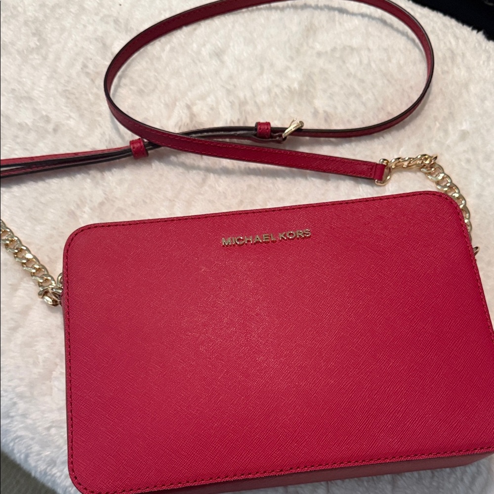 Michael Kors Red Crossbody Bag with Gold Accents